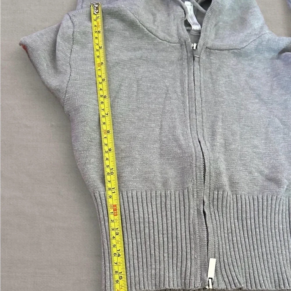 Kimberly C Gray Ribbed Zip Up Crop Top